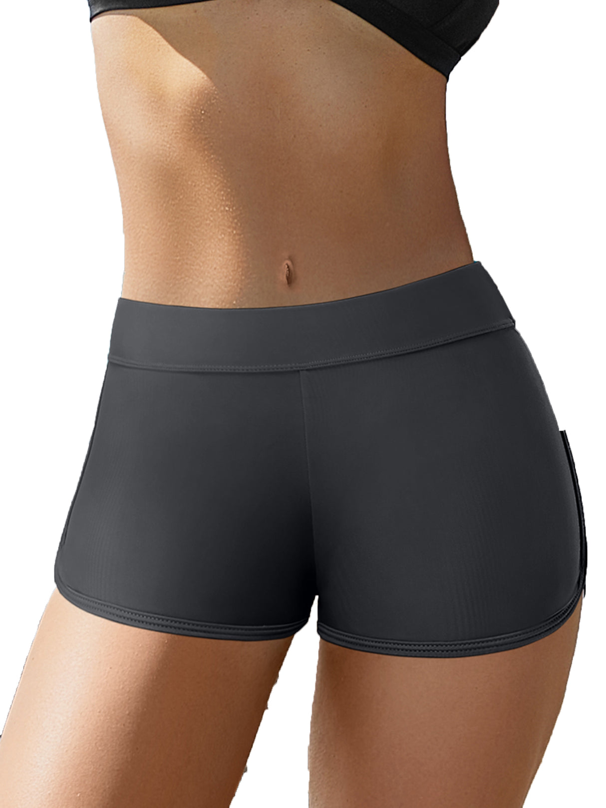 Charmo Swim Shorts for Women Stretchy Board Shorts Solid Tankini Bottoms Sport Swimsuit Bottoms