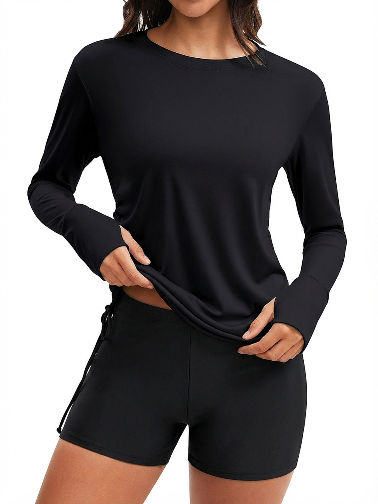 Sociala Women Two Piece Rash Guard Long Sleeve Swim Shirt and Shorts UPF 50+ Quick Dry 2 Piece Bathing Suit