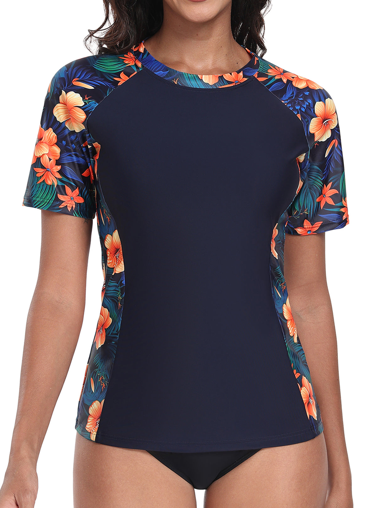 Charmo Short Sleeve Swimsuit Tops for Womens Sun Protection UPF 50+ Rash Guard Quick Dry Swim Shirts