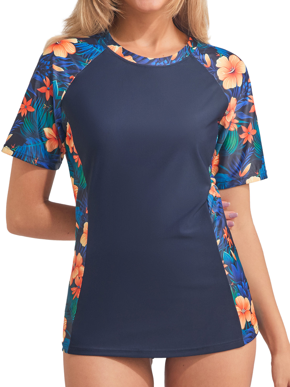 Sociala Women's Printed Active Rash Guard UPF 50+ Sun Protection Swimsuit Bathing Suit Tops Workout Running Tops Shirts