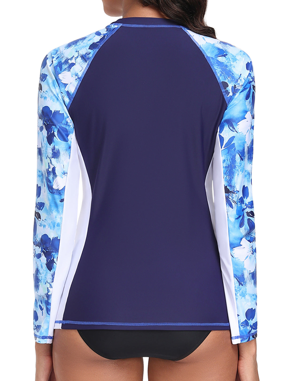 Charmo UPF 50+Swim Tops for Womens Long Sleeve Rashguard Printed Swim Shirts