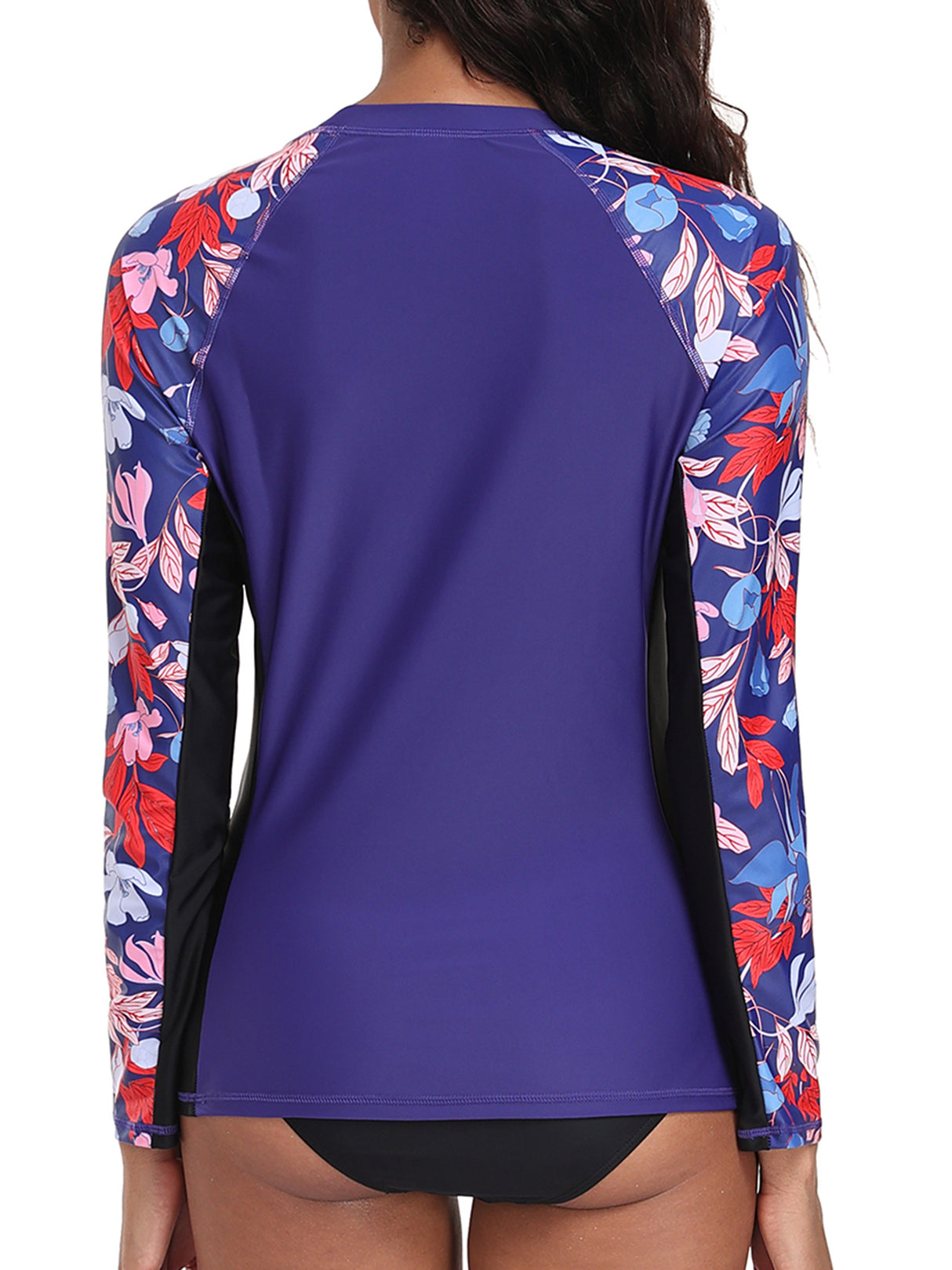 Charmo UPF 50+Swim Tops for Womens Long Sleeve Rashguard Printed Swim Shirts