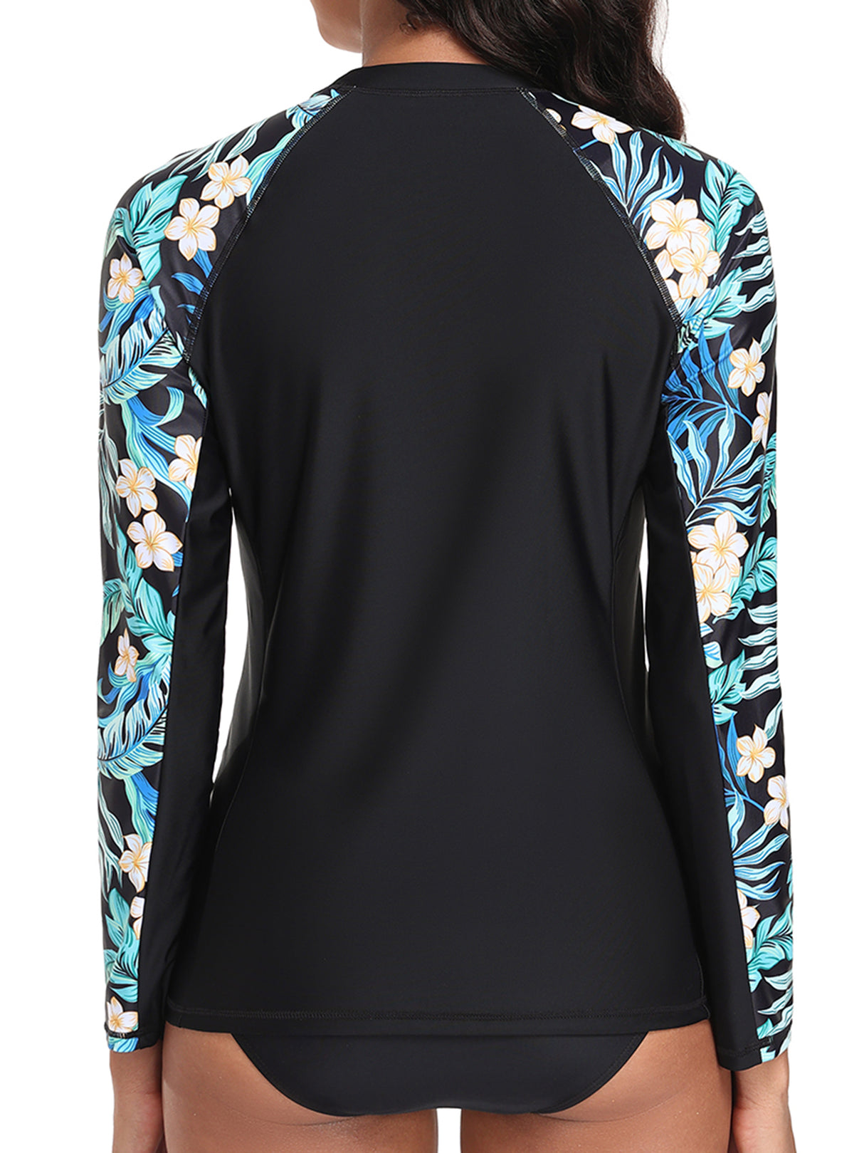 Charmo UPF 50+Swim Tops for Womens Long Sleeve Rashguard Printed Swim Shirts