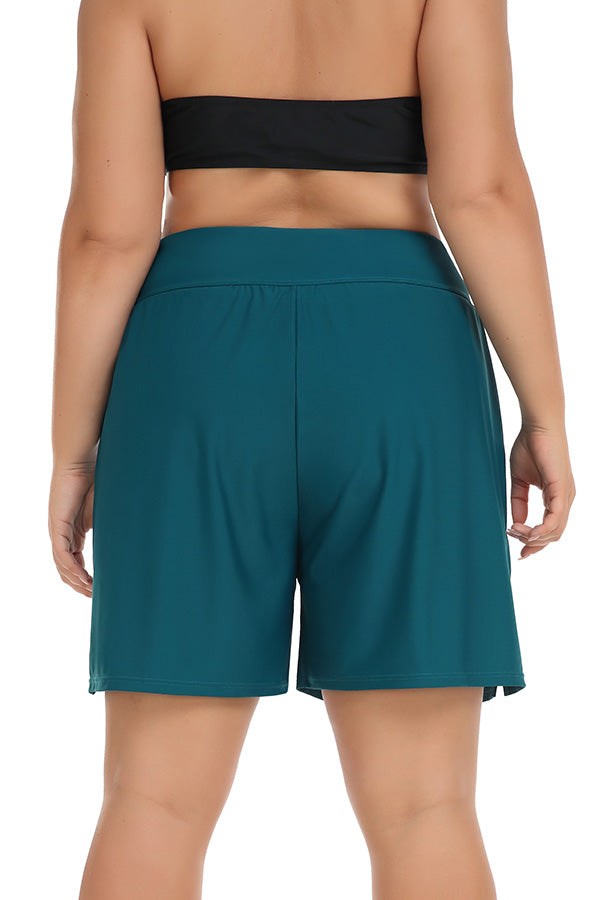 Charmo Plus Size High Waist Black Swim Shorts