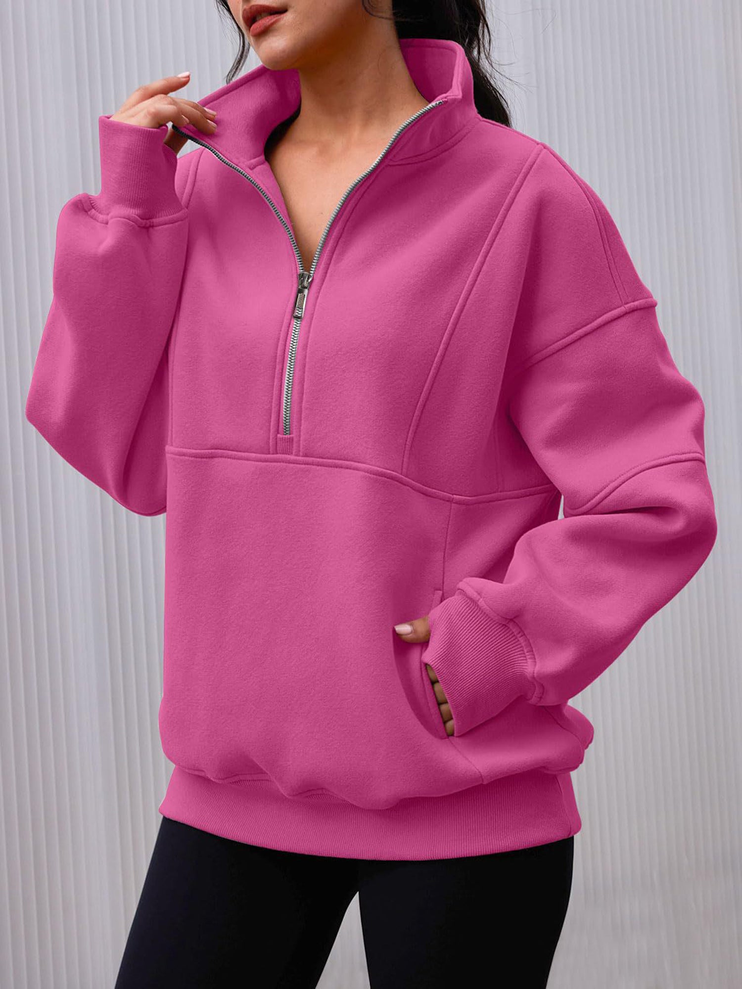 Charmo Women's Half Zip Oversized Sweatshirts Fleece Quarter Zipper Pullover Hoodies 2025 Mock Neck Fall Workout Jacket