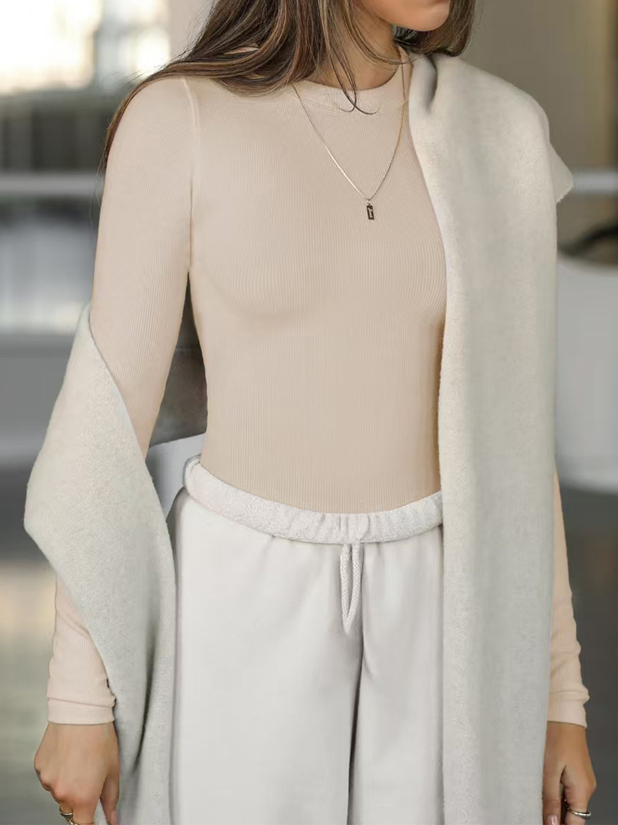 Charmo Women's Mock Turtle Neck Slim Fit Half Elbow Short 3/4 Short Long Sleeve T Shirts Tight Tops Tee