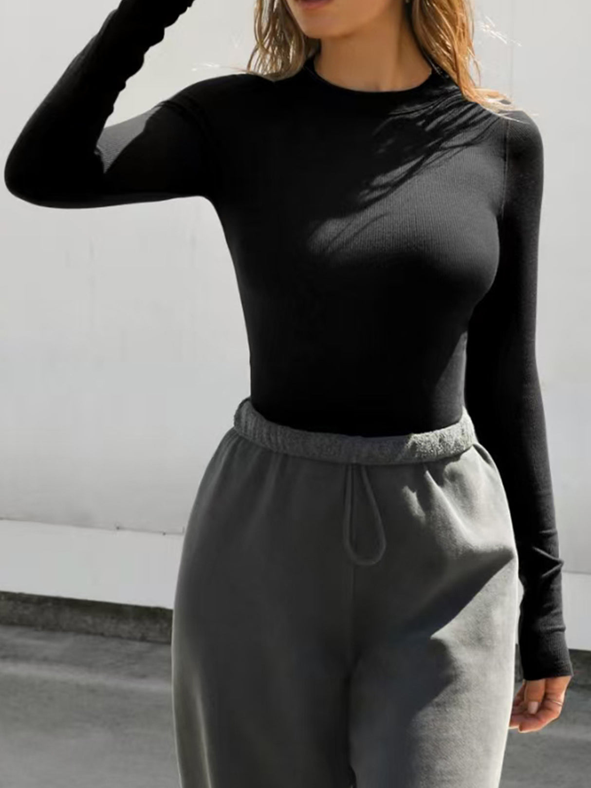 Charmo Women's Mock Turtle Neck Slim Fit Half Elbow Short 3/4 Short Long Sleeve T Shirts Tight Tops Tee