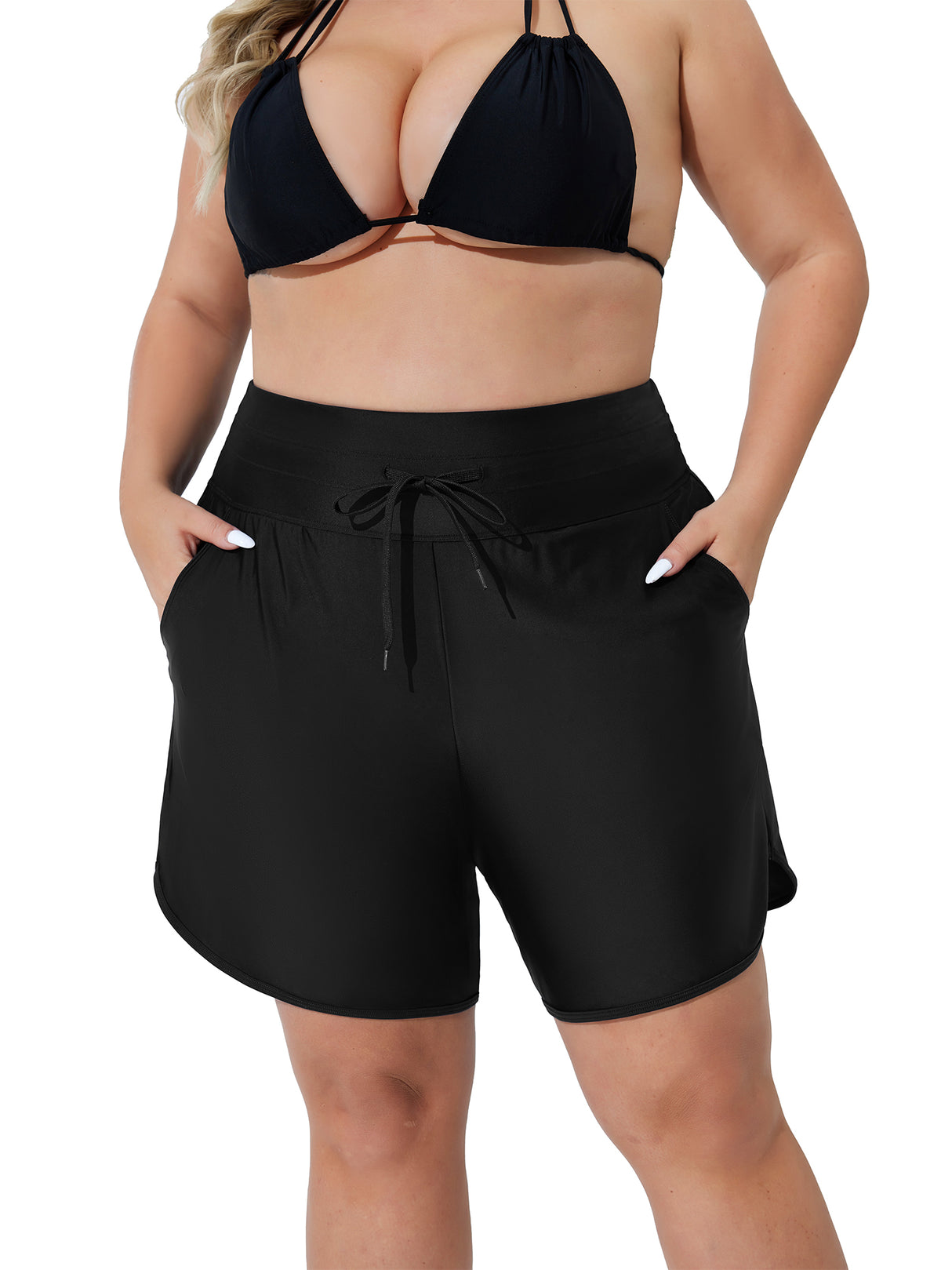 Sociala Women's Plus Size Swim Shorts High Waisted Bathing Suits Bottoms Tankini Trunks with Pockets