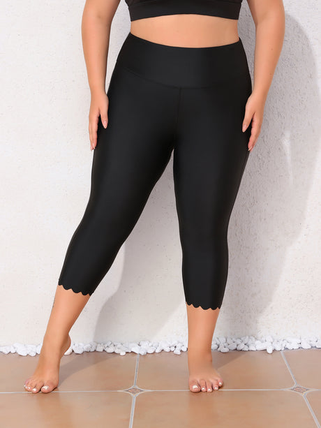 Charmo Plus Size Swim Bottoms for Womens High Waisted Swim Capris Long Swim Shorts