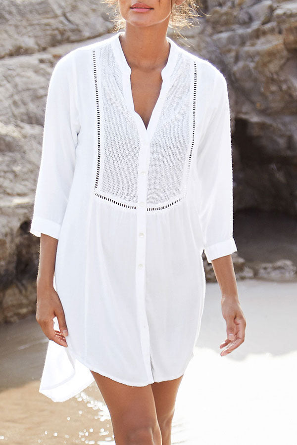 Clearance | Solid Color Single Breasted Beachwear