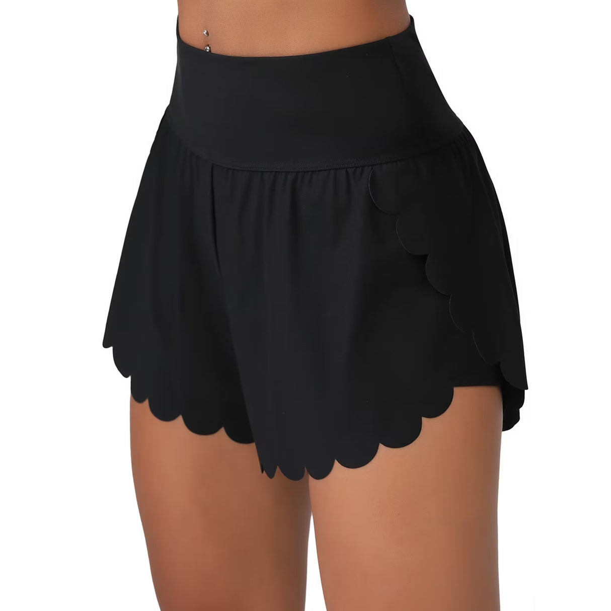 Charmo High Waisted Sport Swim Shorts for Womens Side Slits Boardshorts with Pockets UPF 50+