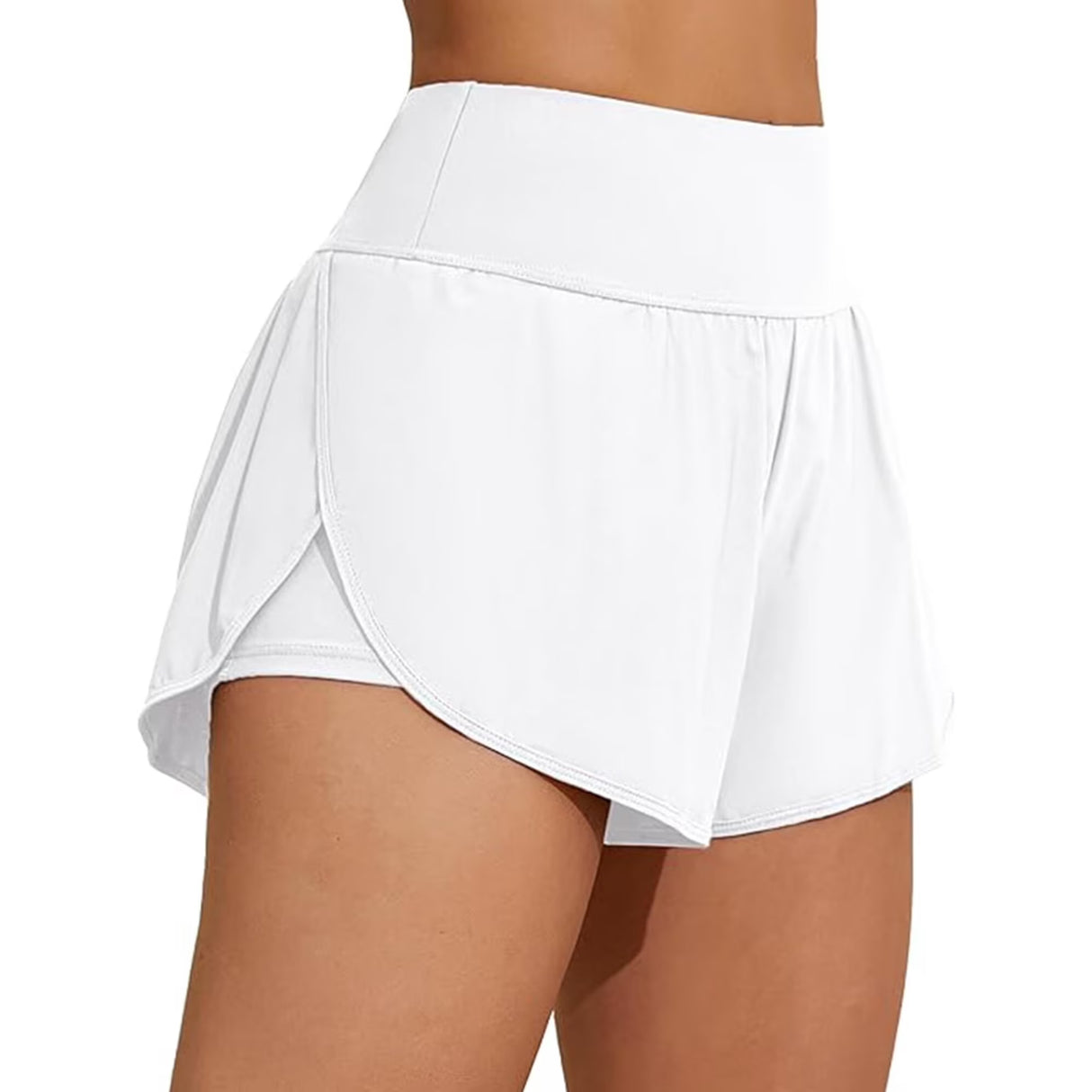 Charmo High Waisted Sport Swim Shorts for Womens Side Slits Boardshorts with Pockets UPF 50+
