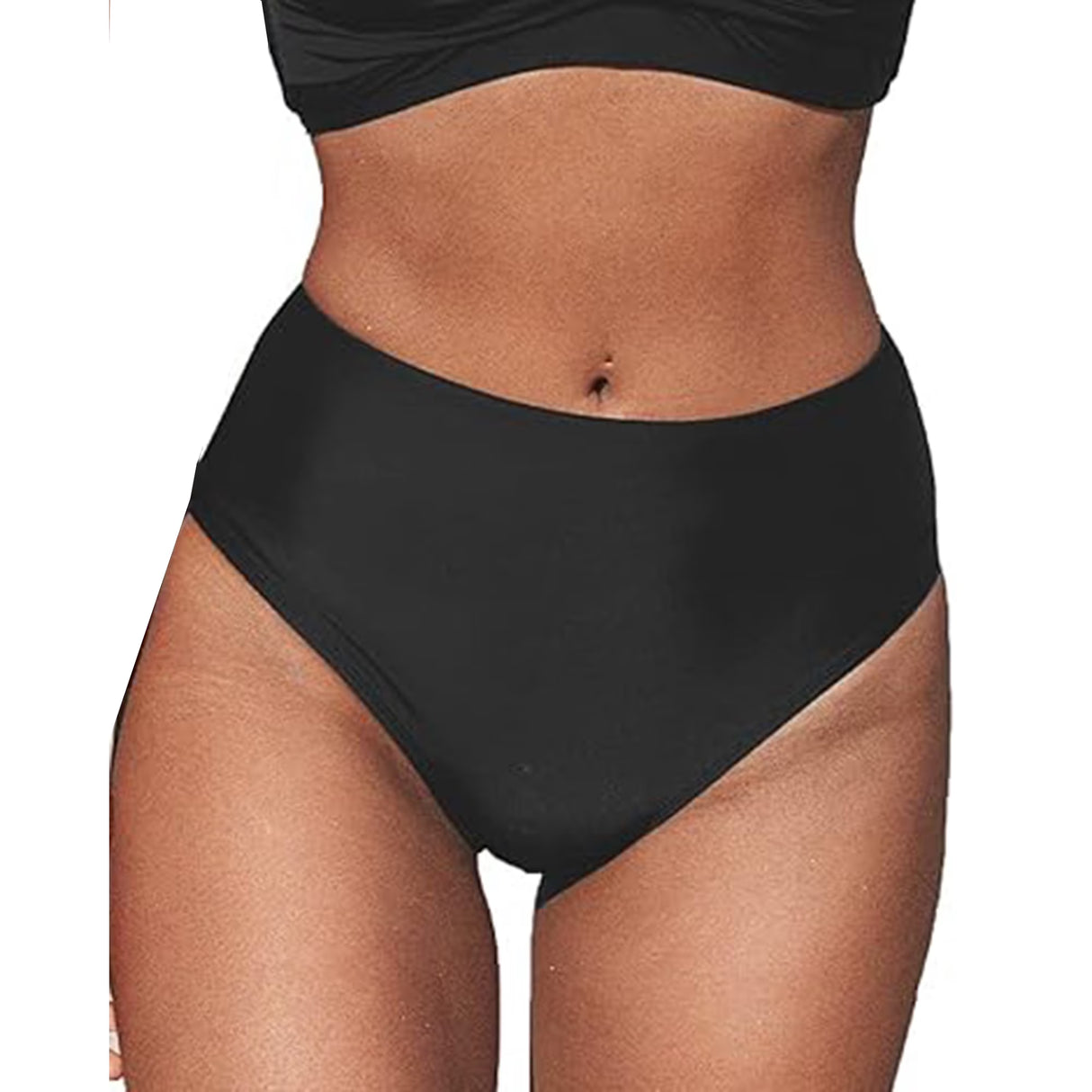 Charmo Women's Solid Bikini Bottoms Tummy Control High Waisted Tankini Swim Shorts