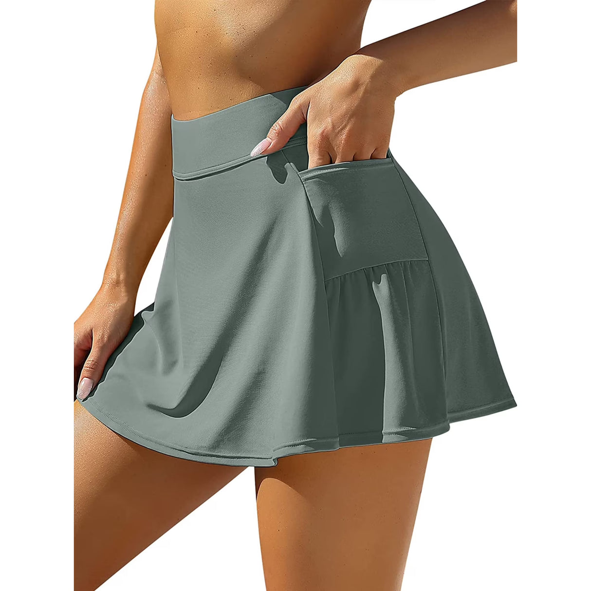 Charmo Womens Swim Skirt Bulit in Shorts Tummy Control Swimsuit Bottom with Side Pocket