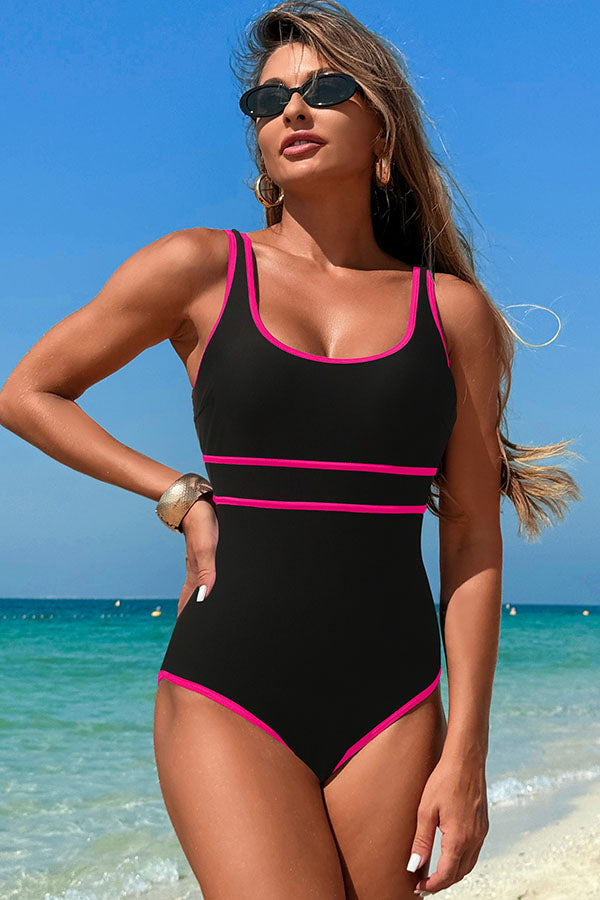 Clearance | U Neck Wide Straps Modest One Piece Swimsuit
