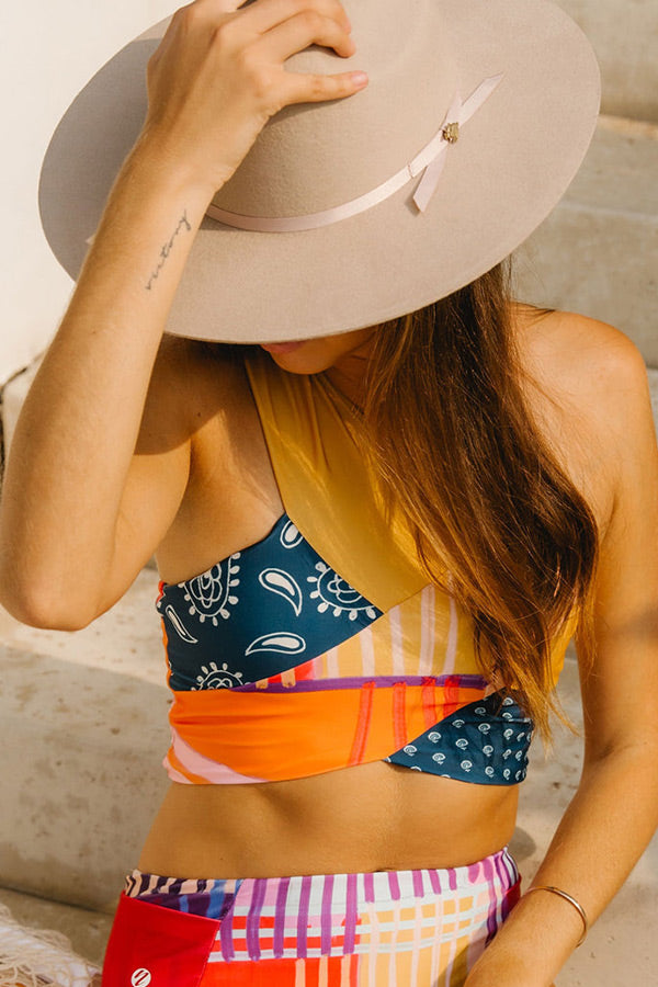 Clearance | Color Block One Shoulder Bikini Suits