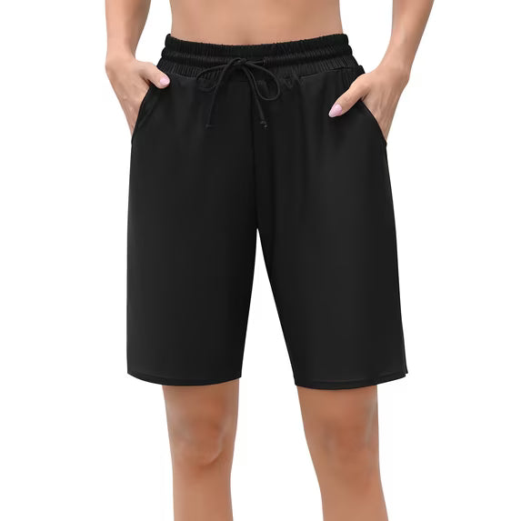 Sociala Swim Shorts for Womens Long Board Shorts with Pockets Quick Dry Bikini Bottoms Boyleg Swimmear Liner