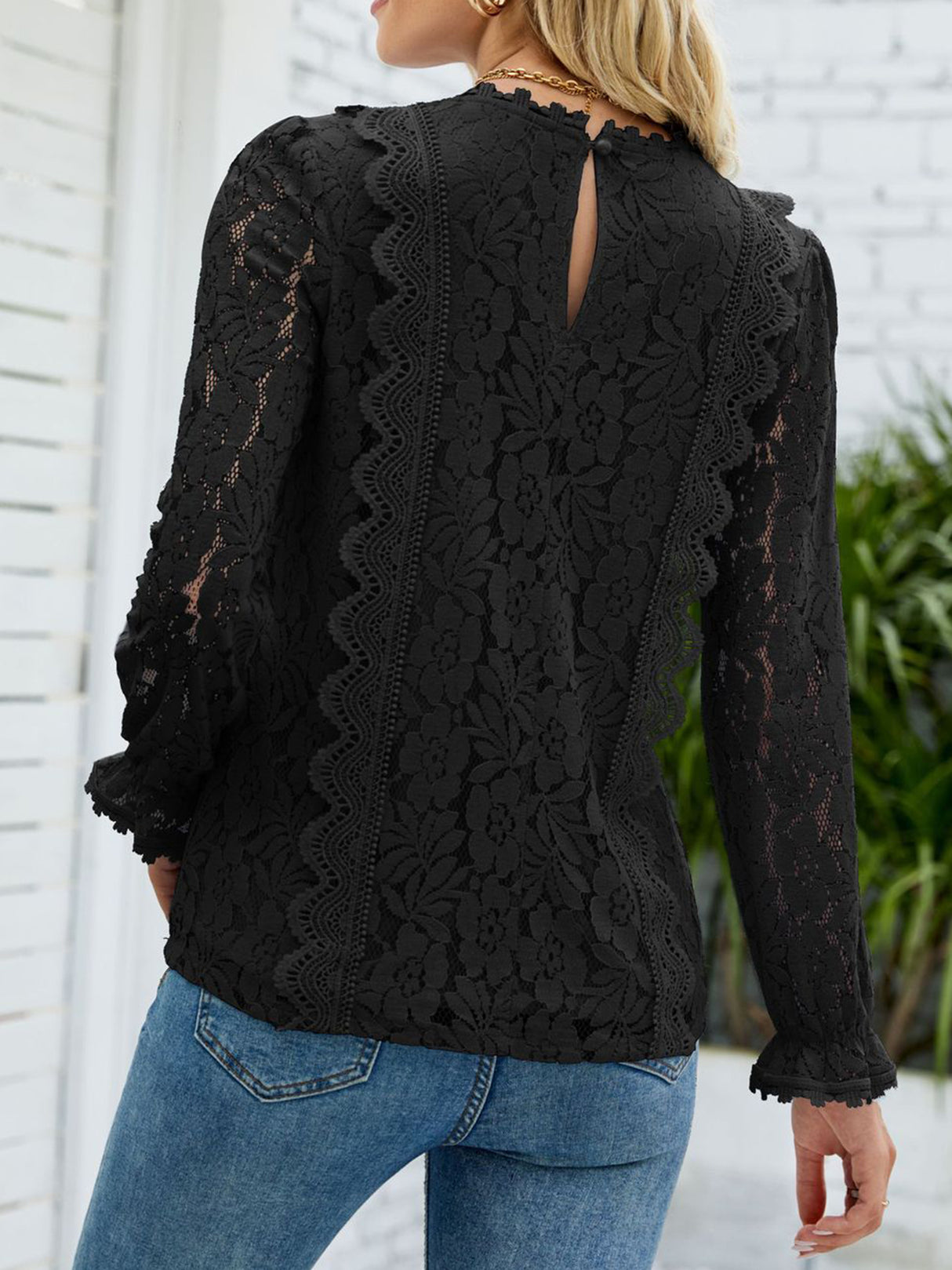 Charmo Women’s Lace Long Sleeve Blouses Tops Dressy T Shirts Loose Casual Shirts