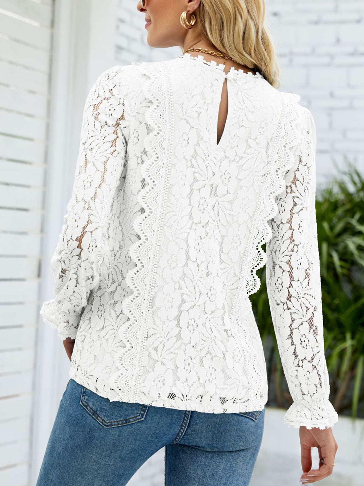 Charmo Women’s Lace Long Sleeve Blouses Tops Dressy T Shirts Loose Casual Shirts