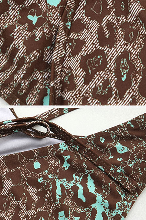 Leopard Print Monokini One Piece Swimsuit-Charmo