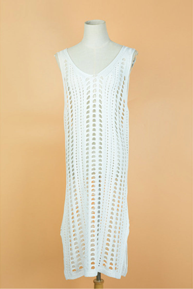 Hollow Out Sleeveless Crochet Cover Up-Charmo