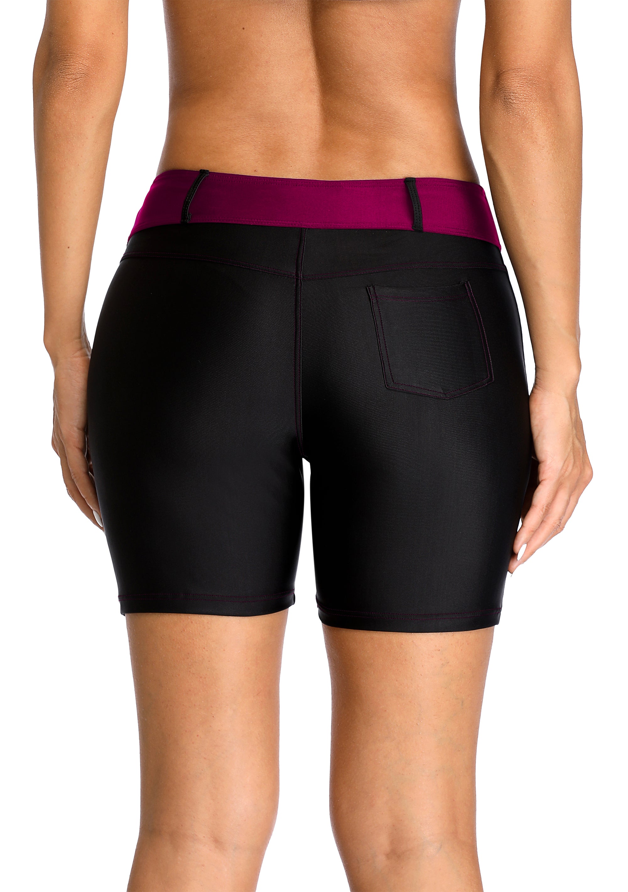 Belt Loops Pocket Women Swim Shorts-Charmo