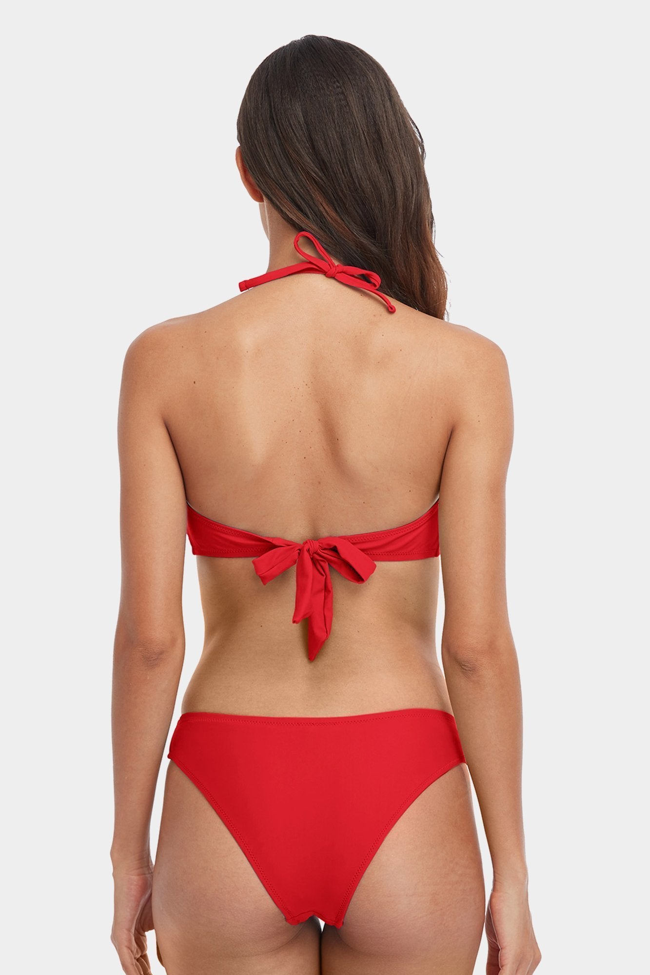 Charmo Circle Ring Back Tie Halter Top Bikini-Charmo