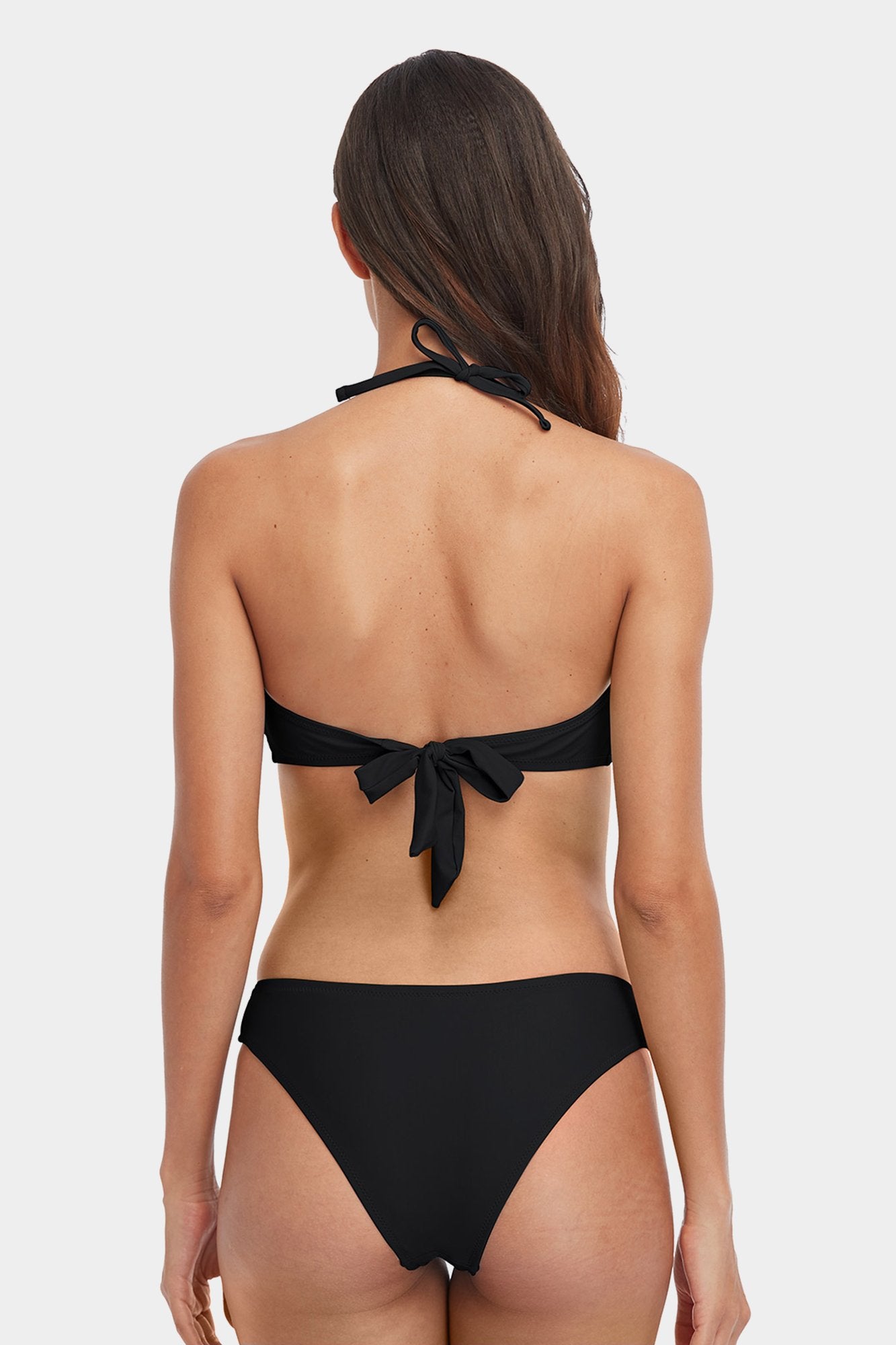 Charmo Circle Ring Back Tie Halter Top Bikini-Charmo