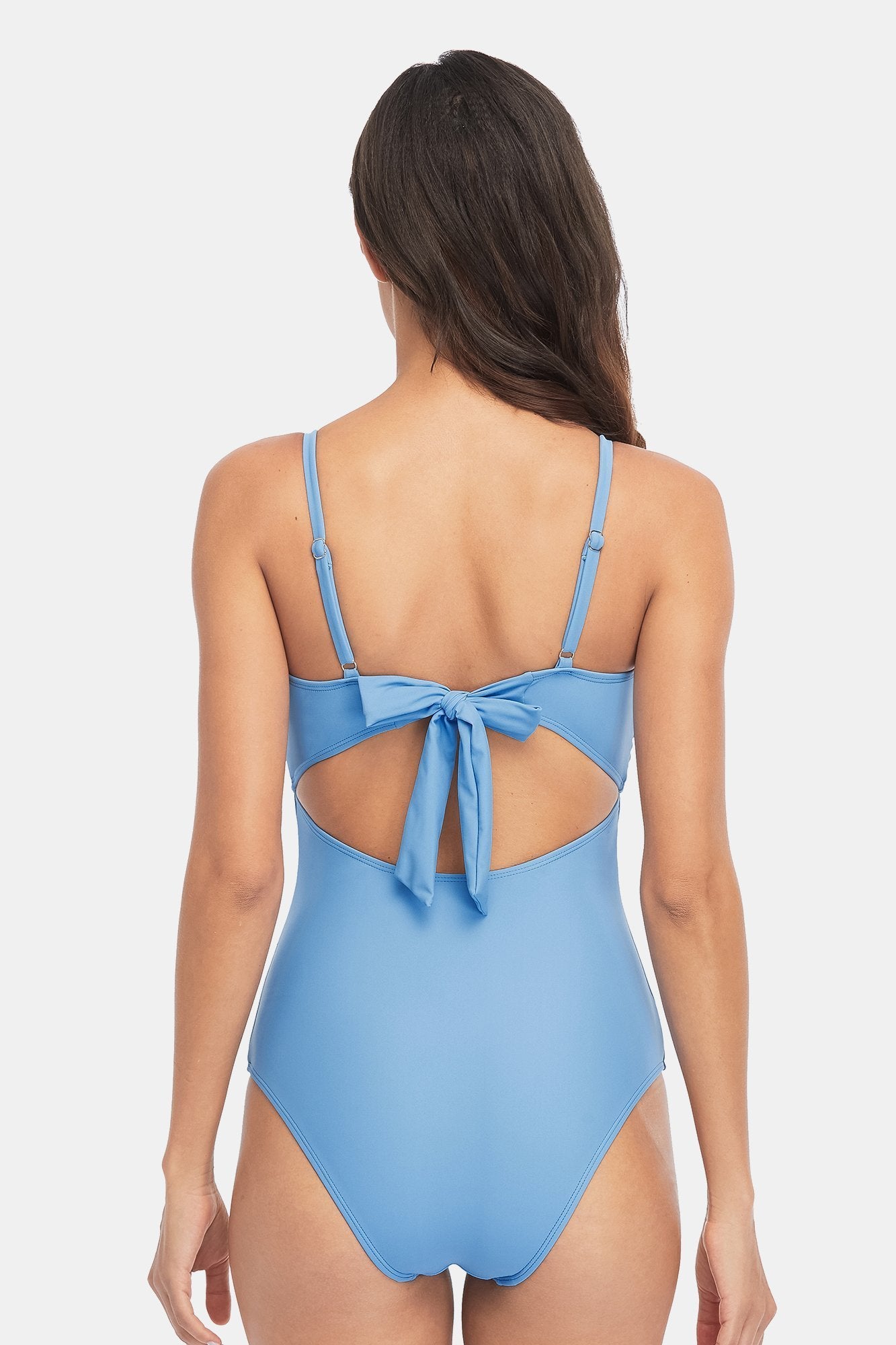 Circle Ring Cut Out Halter One Piece Swimsuit-Charmo