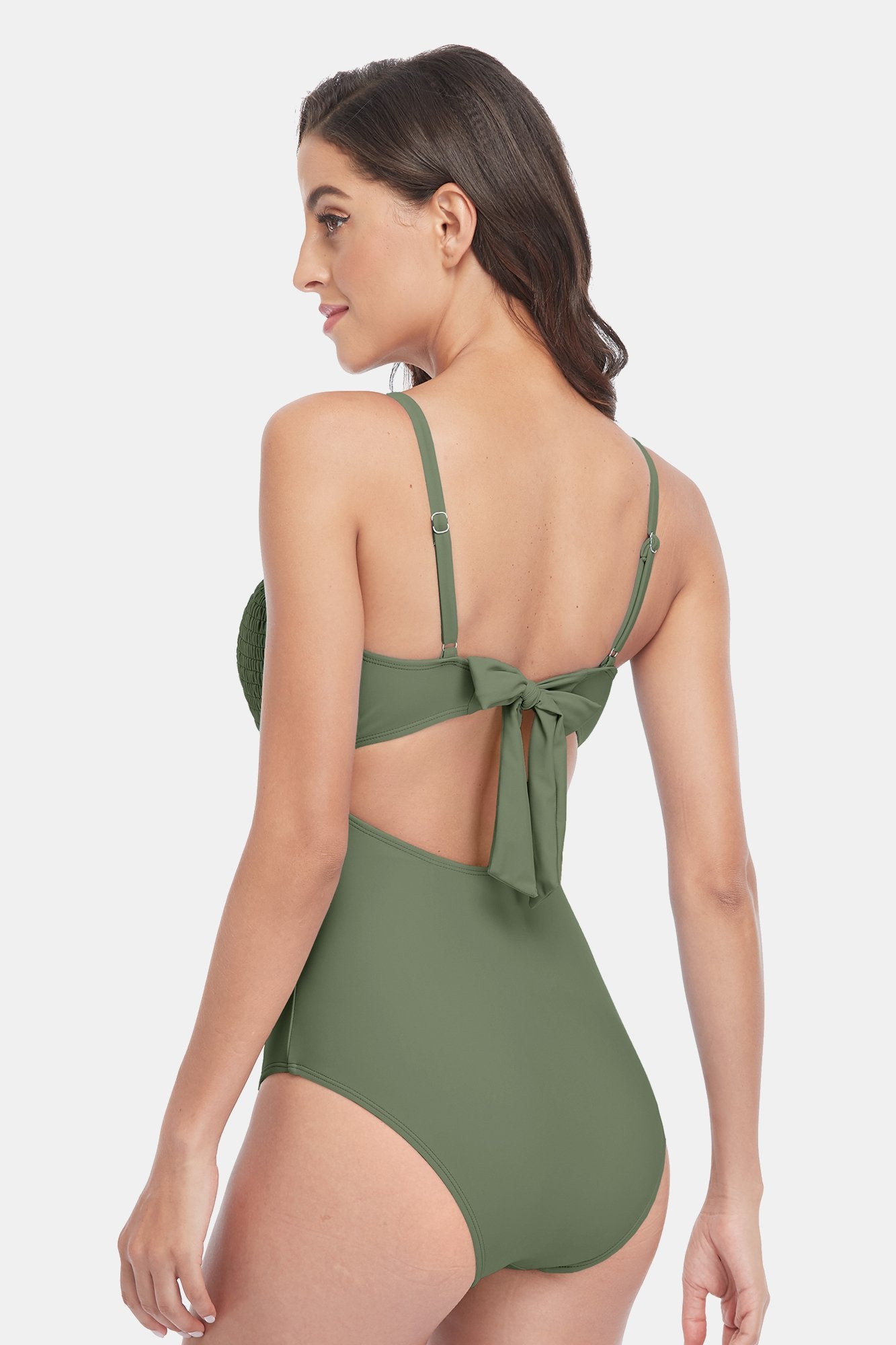 Circle Ring Cut Out Halter One Piece Swimsuit-Charmo