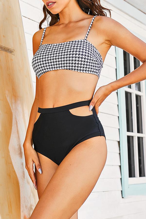 Clearance | Black Lattice Cut Out Bikini-Charmo