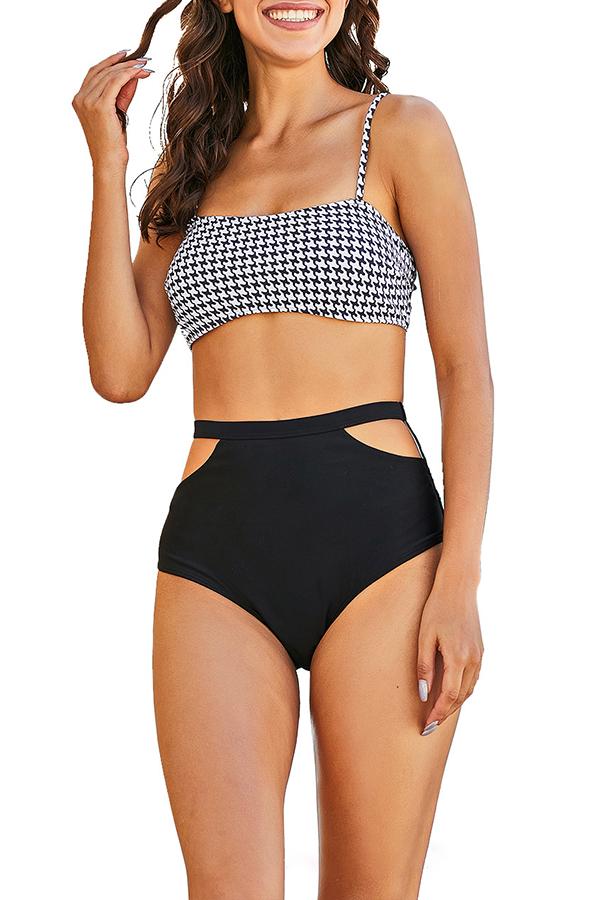 Clearance | Black Lattice Cut Out Bikini-Charmo