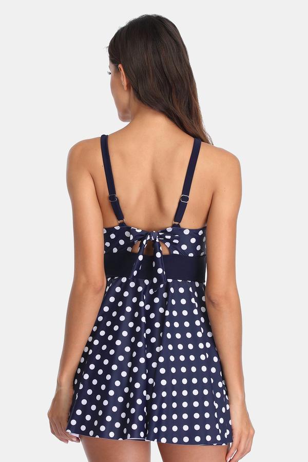 Polka Dot Dress One Piece Swimsuit-Charmo