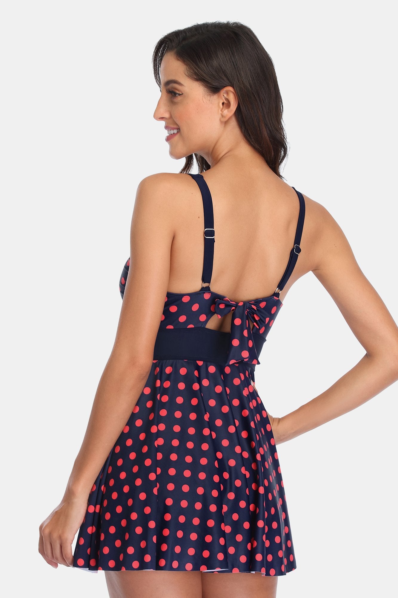 Polka Dot Dress One Piece Swimsuit-Charmo