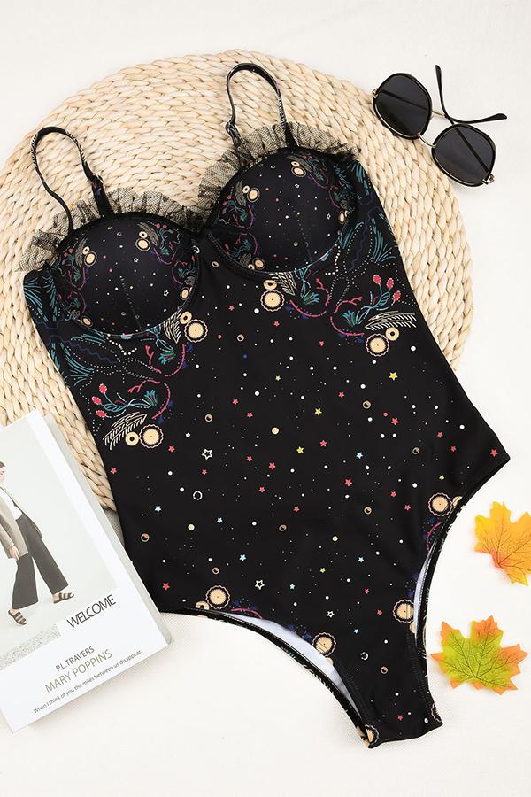 Clearance | Printed Push Up One Piece Swimsuit-Charmo