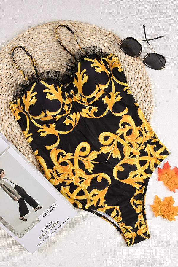 Clearance | Printed Push Up One Piece Swimsuit-Charmo
