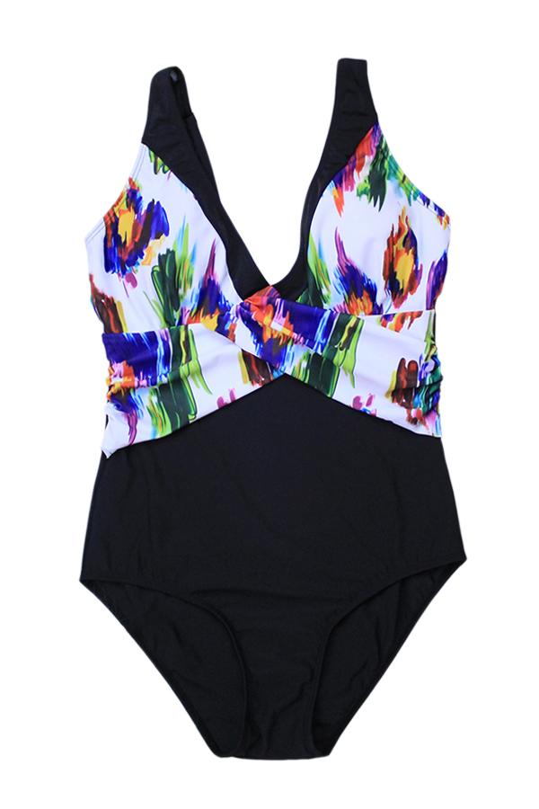 Clearance | V-neck Gradient Printed One Piece Swimsuit-Charmo