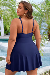 Asoul Women's Tummy Control Swimdress V Neck Scalloped Plus Size Swimdress