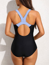 Charmo Color Blocked One Piece Swimsuit for Womens Athletic Bathing Suits Training Sport Slimming Swimwear