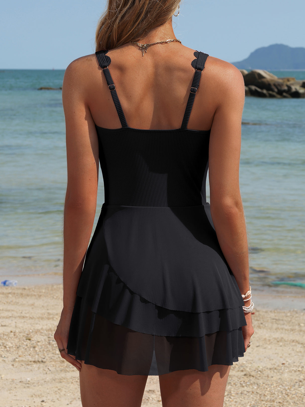 Asoul One Piece Mesh Sheer Swimdress for Womens Tummy Control Swimsuit Full Coverage Bathing Suits