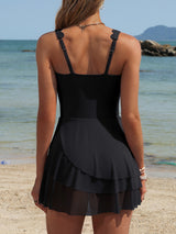 Asoul One Piece Mesh Sheer Swimdress for Womens Tummy Control Swimsuit Full Coverage Bathing Suits