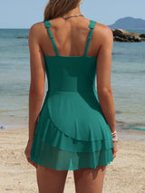 Asoul One Piece Mesh Sheer Swimdress for Womens Tummy Control Swimsuit Full Coverage Bathing Suits