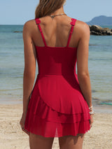 Asoul One Piece Mesh Sheer Swimdress for Womens Tummy Control Swimsuit Full Coverage Bathing Suits