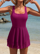 Asoul One Piece Mesh Sheer Swimdress for Womens Tummy Control Swimsuit Full Coverage Bathing Suits