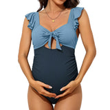 Sociala Square Neck Maternity Bathing Suit Cutout Modest One Piece Pregnancy Swimsuit
