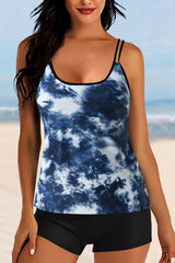 Tie Dye Strap Tummy Control Two-PieceTankini Swimsuits