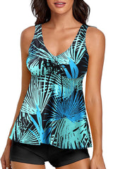 Firpearl Wide Strap Tummy Control Bowknot Tankini Swimsuits