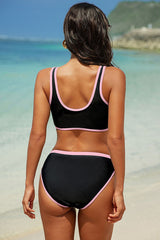 V Neck Wide Straps Backless Bikini Suits