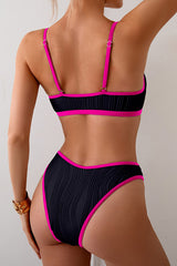 U Neck Cut Out High Cut Backless Bikini