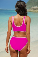 V Neck Wide Straps Backless Bikini Suits